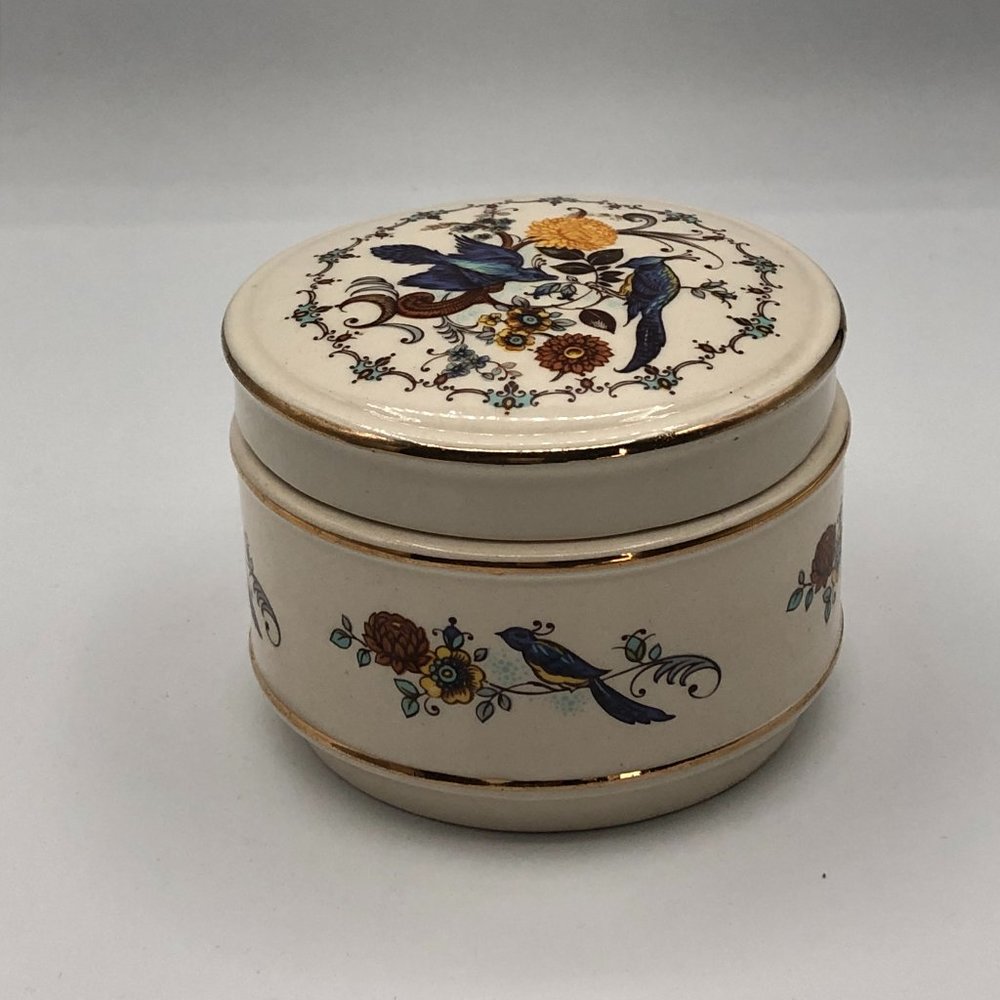 Vintage Sadler England Fine China Trinket Box   Birds of Paradise Numbered